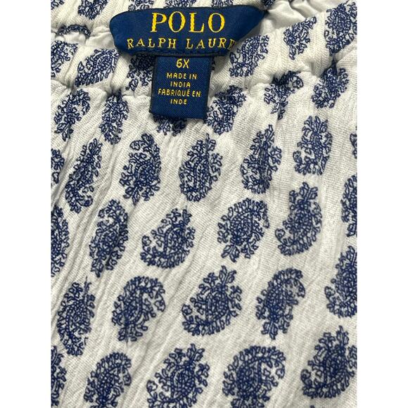 Polo Ralph Lauren blue and white off-shoulder top cottage coastal boho - Picture 3 of 3